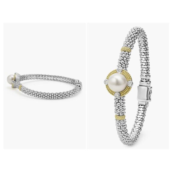 Lagos Women's Luna Freshwater Pearl & Diamond Lux Rope Bracelet Size 5.75" Small